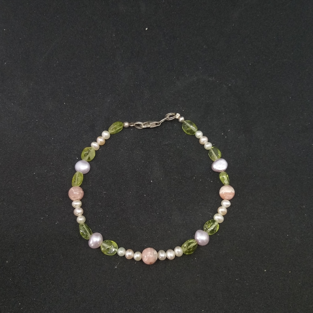 Pearl, Peridot, Rose Quartz bracelet